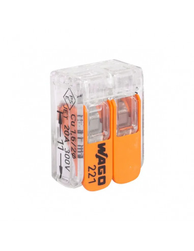 Clema WAGO 2P transparentă pentru conductori 0.2-4mm²