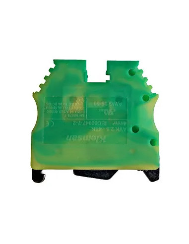 Clemă de împământare tip AVK 2,5/4 T, galb/verde, 2,5-4 mm²