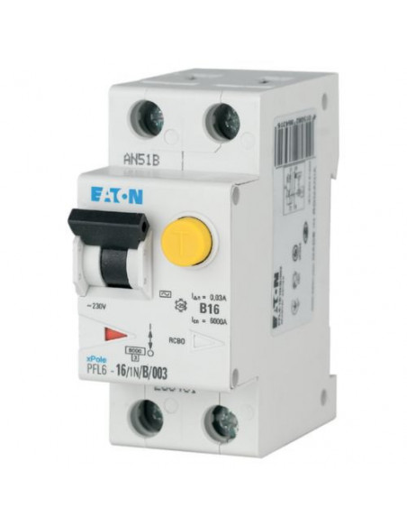 PFL6-6/1N/C/003 RCBO 1P+N 6A curba C 30mA 6kA - Eaton